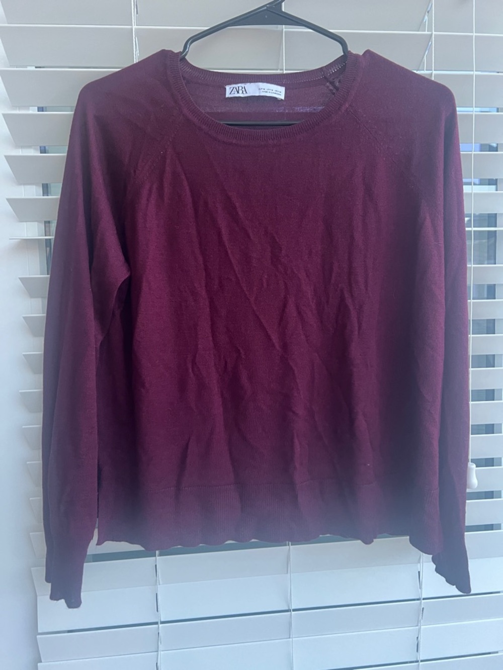 Zara Deep Burgundy Crewneck Sweater